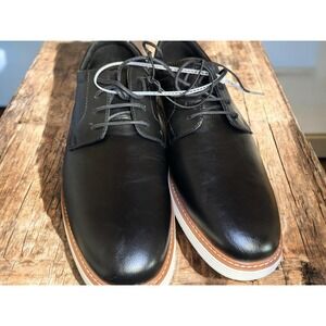 Perry Ellis Mens Black Leather Lace Up Oxford Dress Shoes Size 12